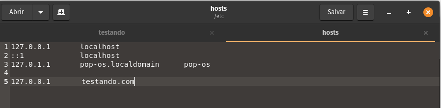 Configuração do arquivo /etc/host