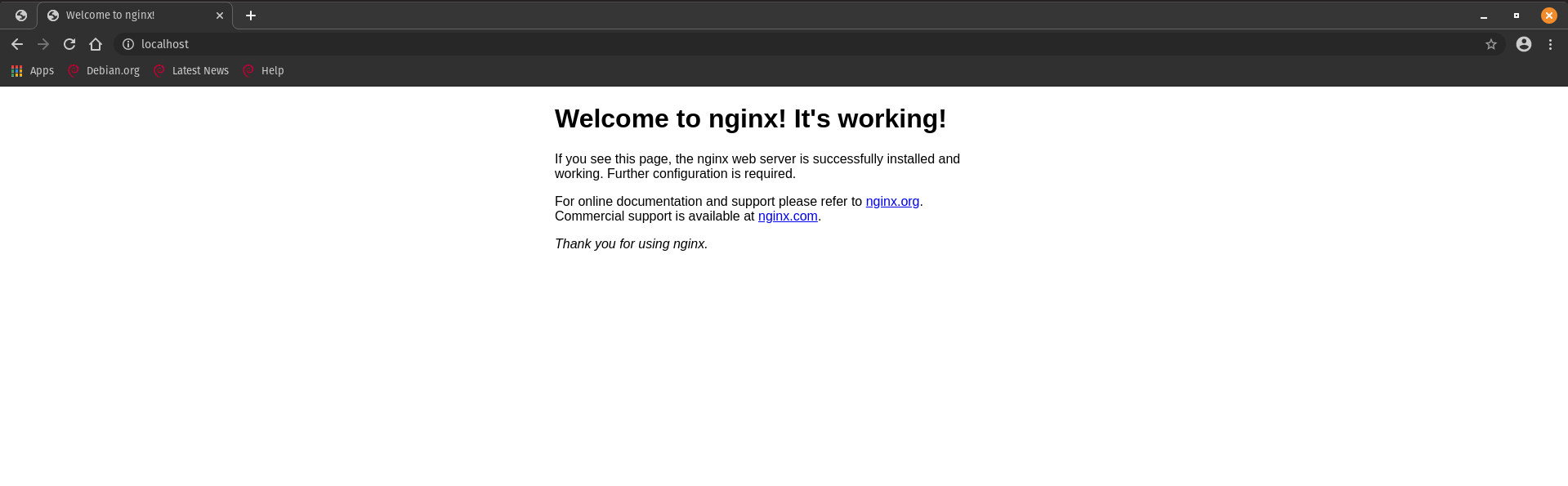 Nginx funcionando no navegador